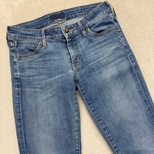 Koral Los‎ Angeles Jeans Women's 27 Slim Straight Whiskered Stonewash Blue Denim